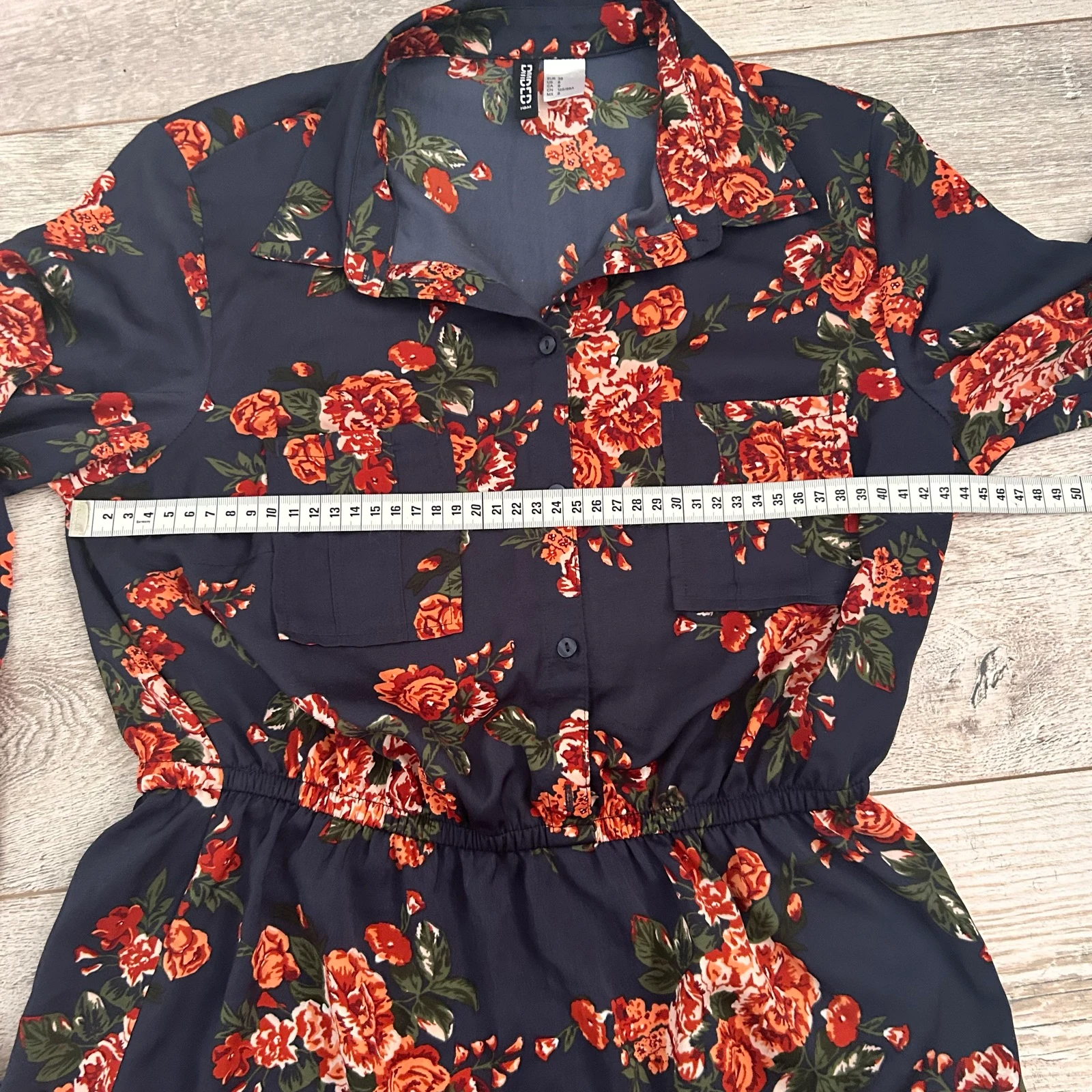 H&M Divided Vestido Estampa Floral Azul Escuro Rosas – Tamanho 38 – photo 9